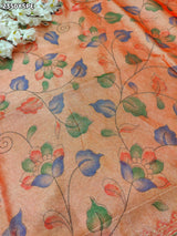 Saree with floral patternsCotton Silk Printed With Zari border Saree