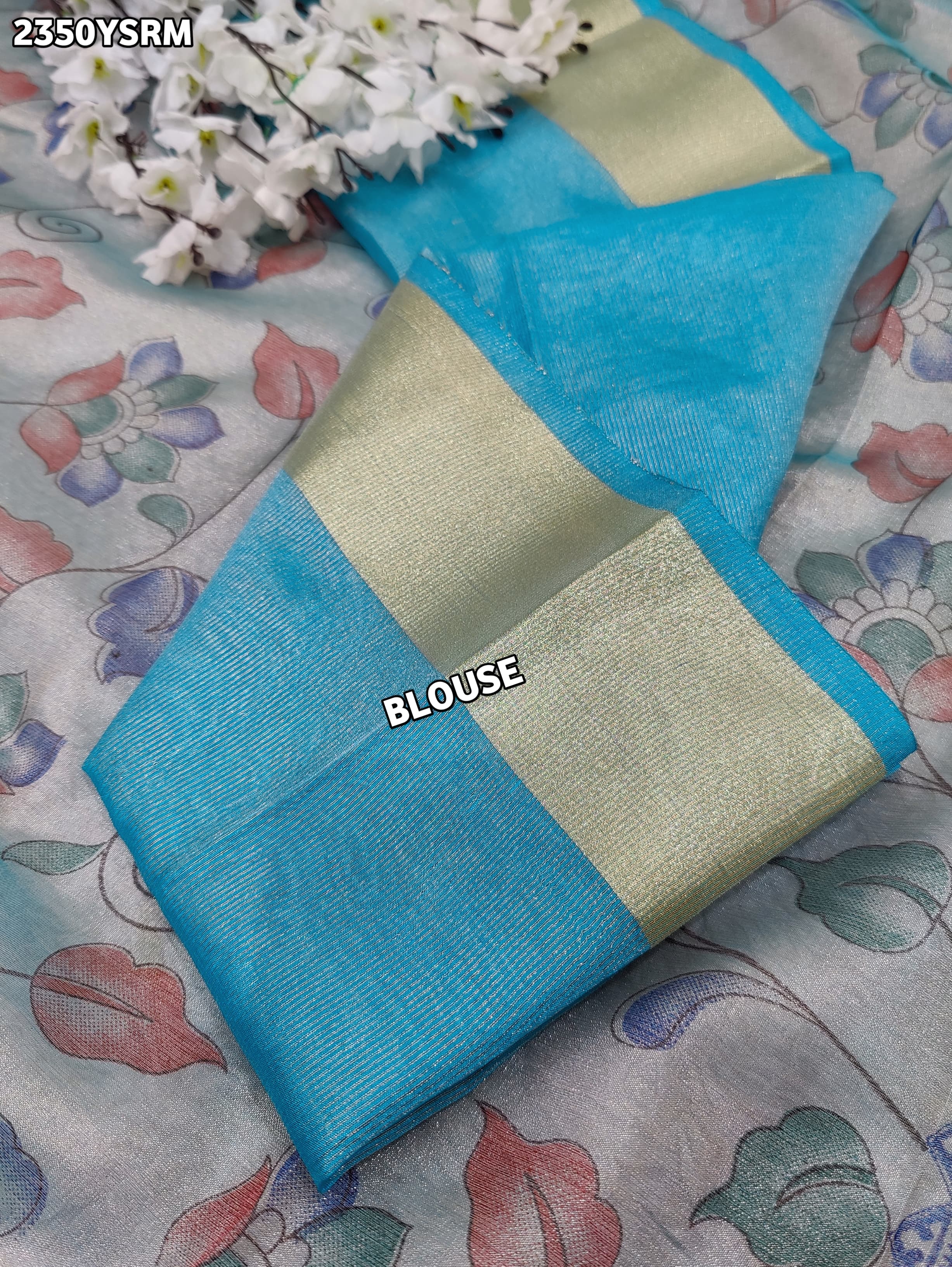 A traditional saree with Cotton Silk Printed With Zari border .