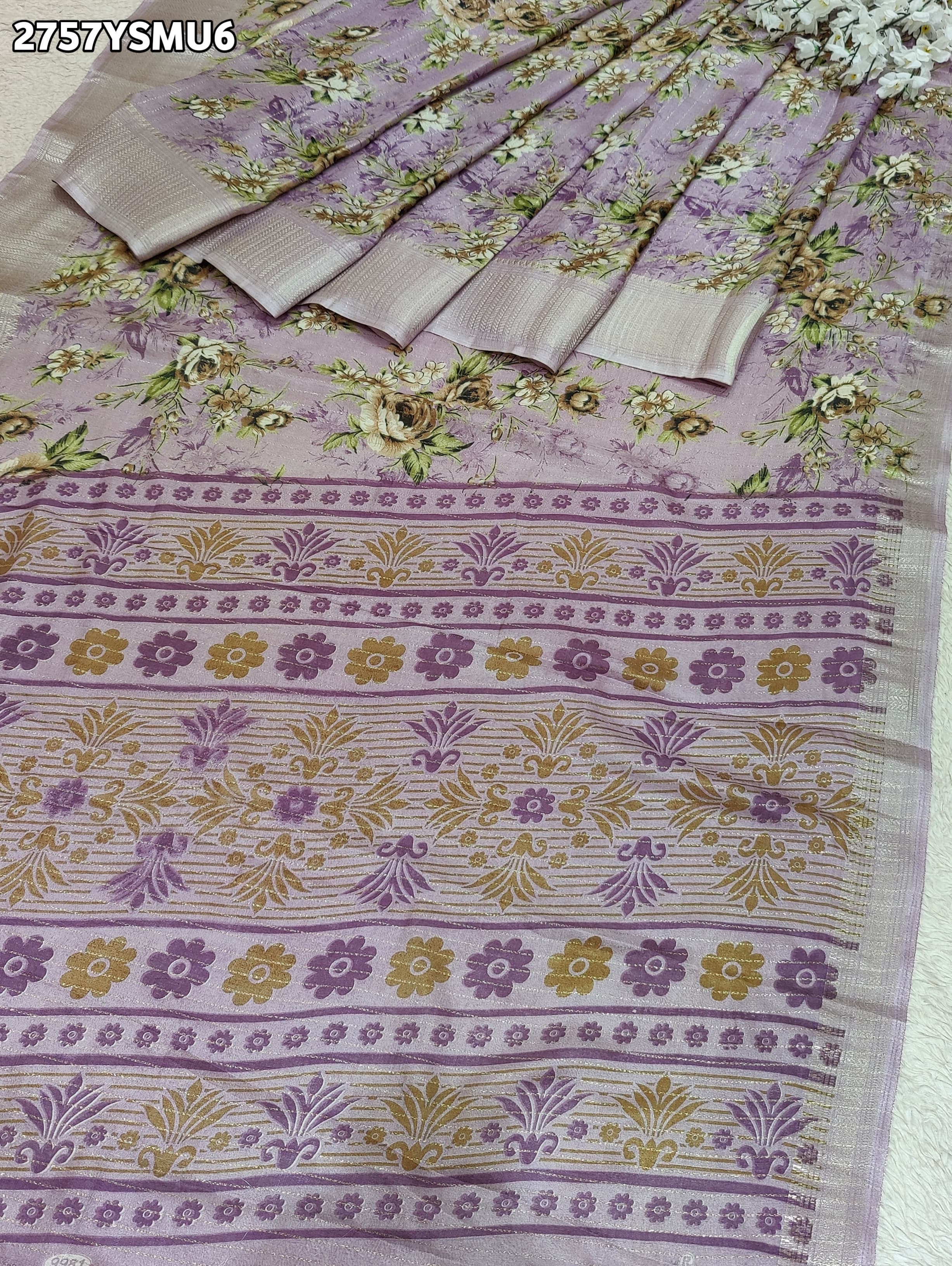 KcPc New Latest Graceful Cotton Silk Printed Saree with Zari Border Work Saree STL