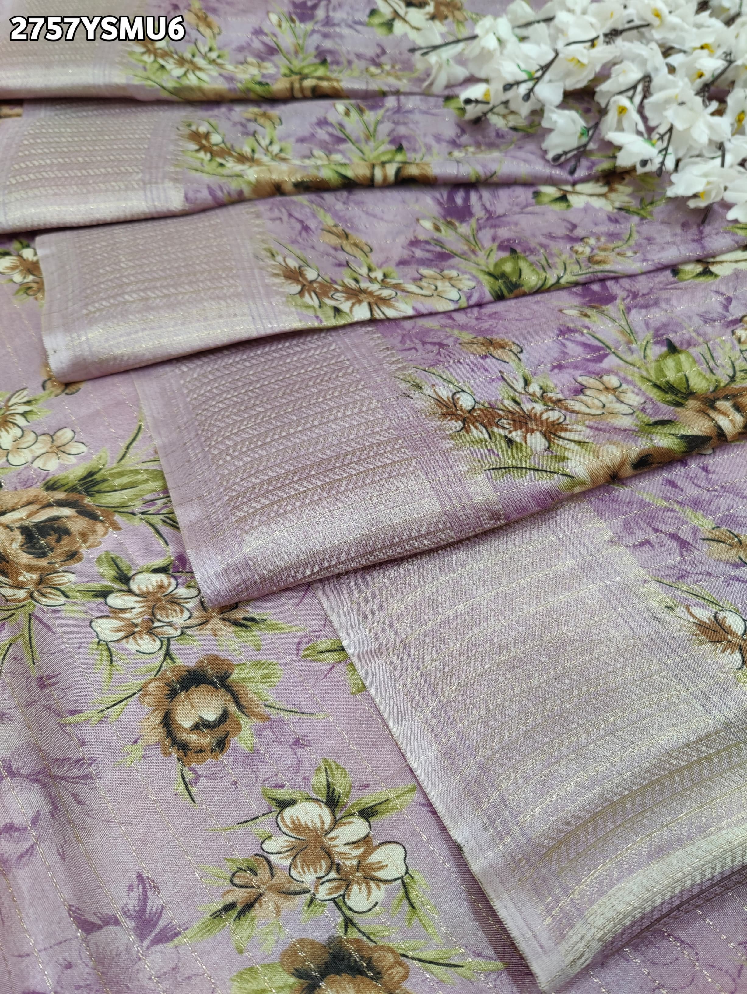 KcPc New Latest Graceful Cotton Silk Printed Saree with Zari Border Work Saree STL