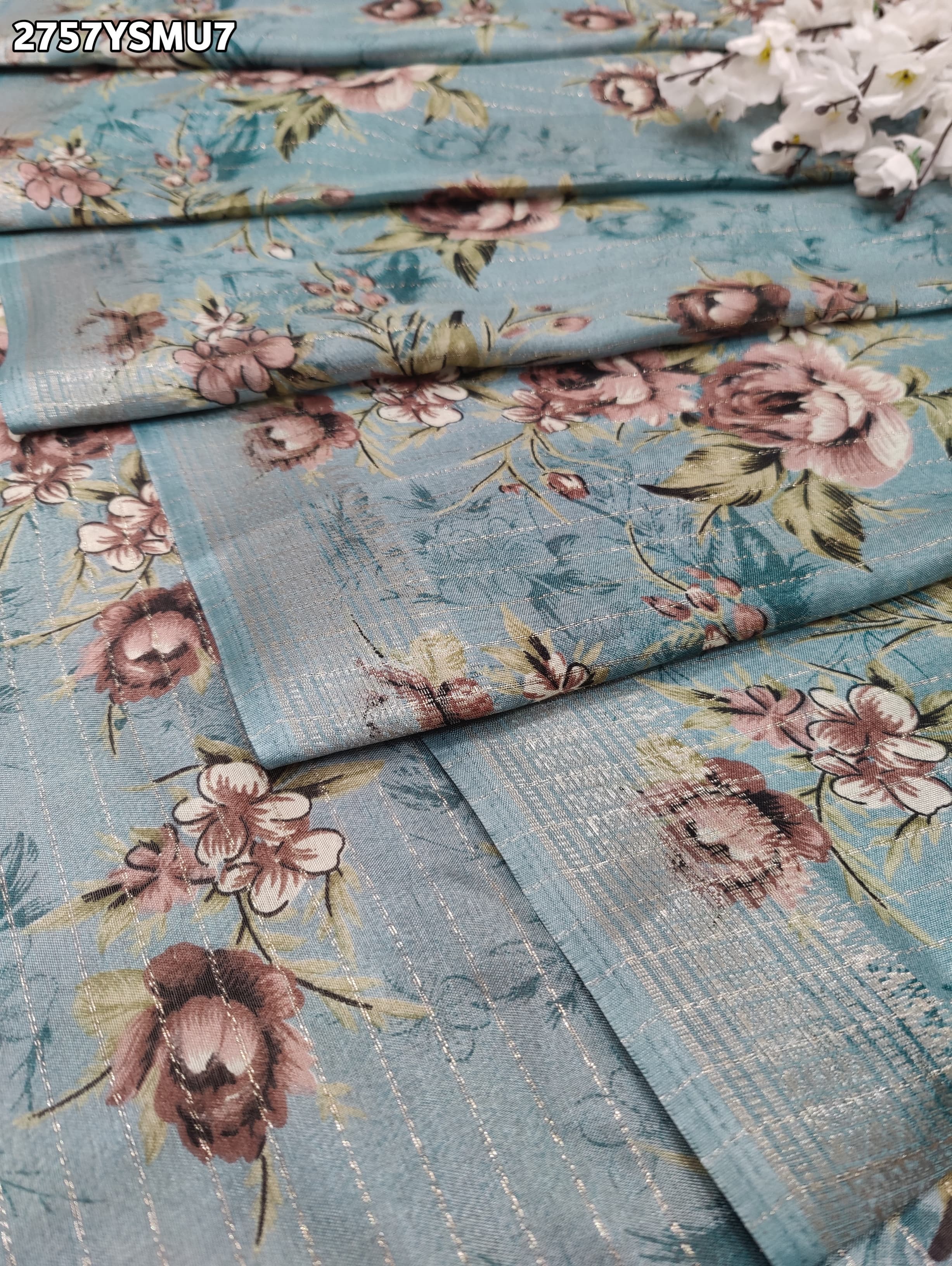 KcPc New Launch Cotton Silk Printed With Zari Border Work Saree STL