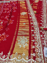 KcPc New Traditional Gaji Silk Bandhani Dupatta with Gota Patti Embellishment AMT
