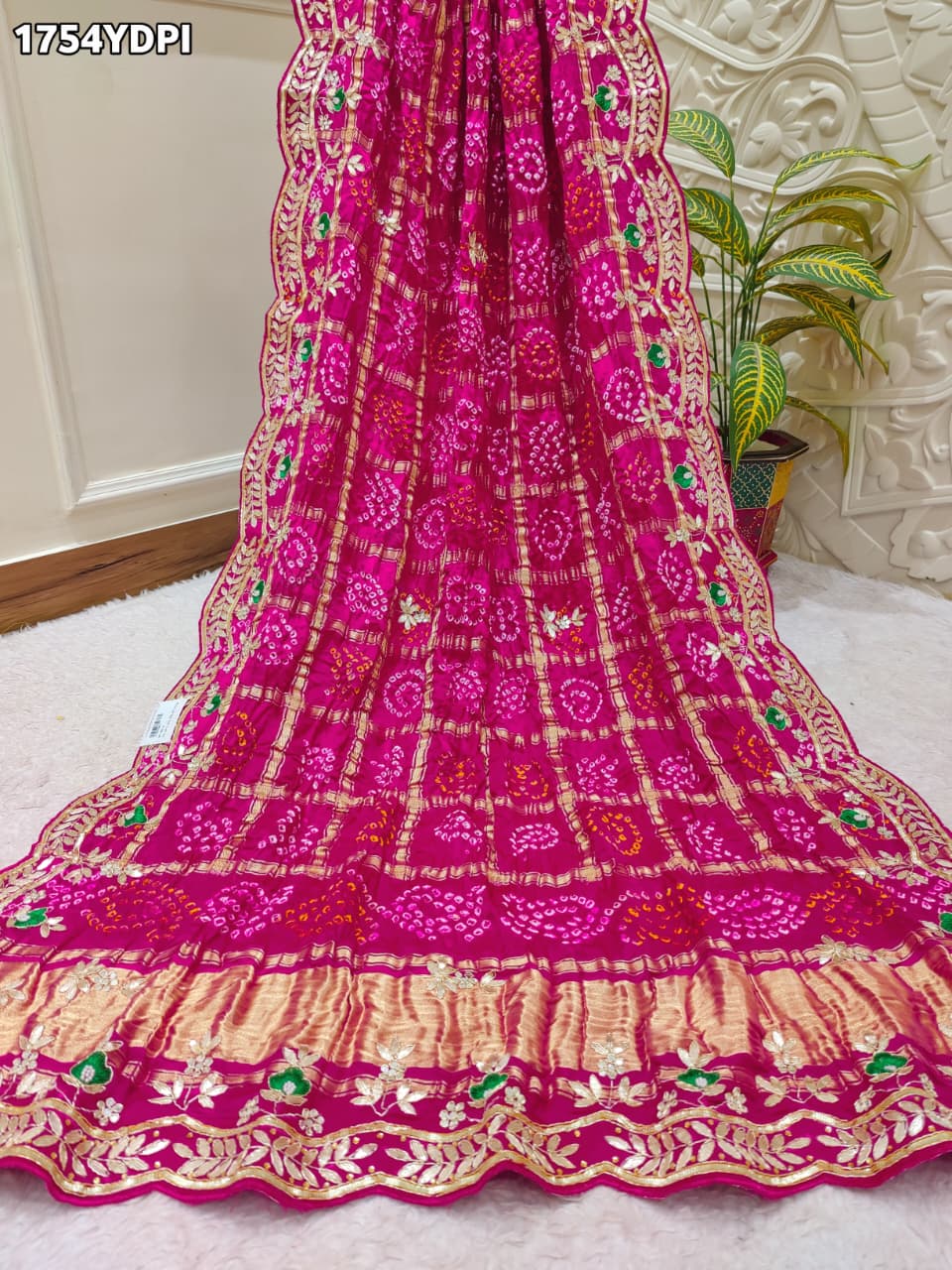 KcPc Latest New Pure Gaji Silk Bandhani Dupatta with Zardosi Work Dupatta BTU