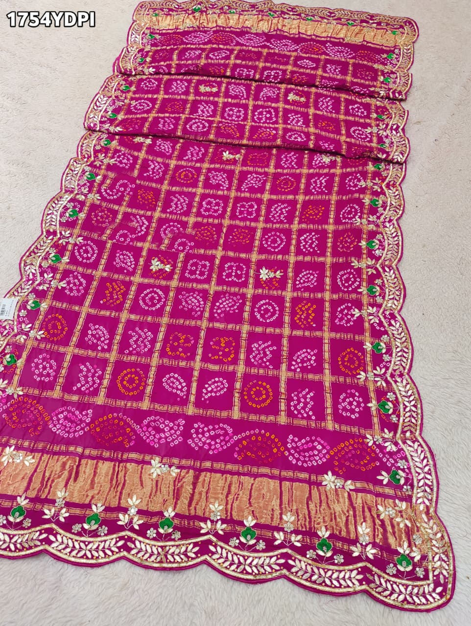 KcPc Latest New Pure Gaji Silk Bandhani Dupatta with Zardosi Work Dupatta BTU