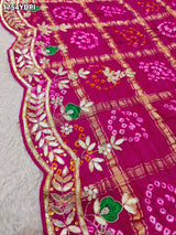 KcPc Latest New Pure Gaji Silk Bandhani Dupatta with Zardosi Work Dupatta BTU
