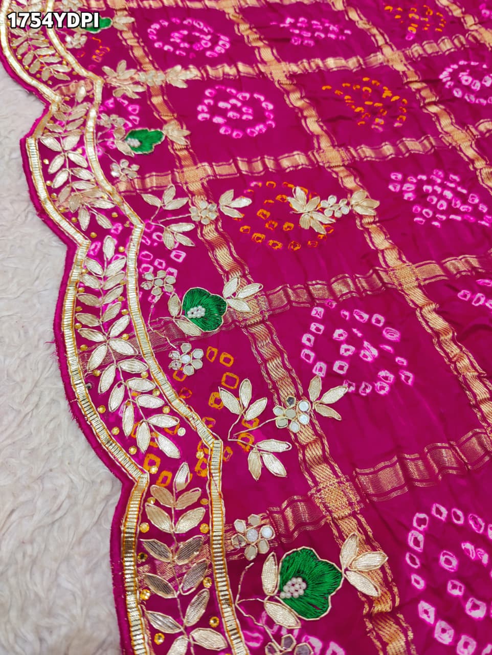 KcPc Latest New Pure Gaji Silk Bandhani Dupatta with Zardosi Work Dupatta BTU