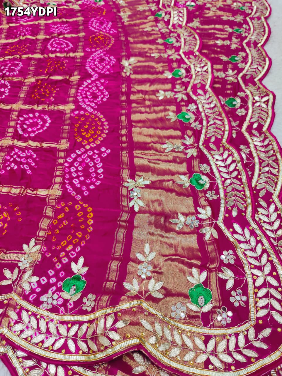 KcPc Latest New Pure Gaji Silk Bandhani Dupatta with Zardosi Work Dupatta BTU