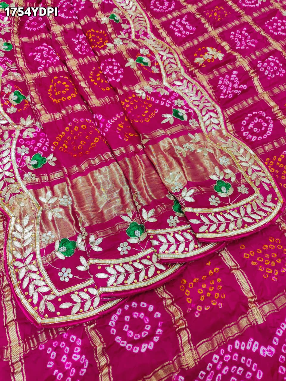 KcPc Latest New Pure Gaji Silk Bandhani Dupatta with Zardosi Work Dupatta BTU