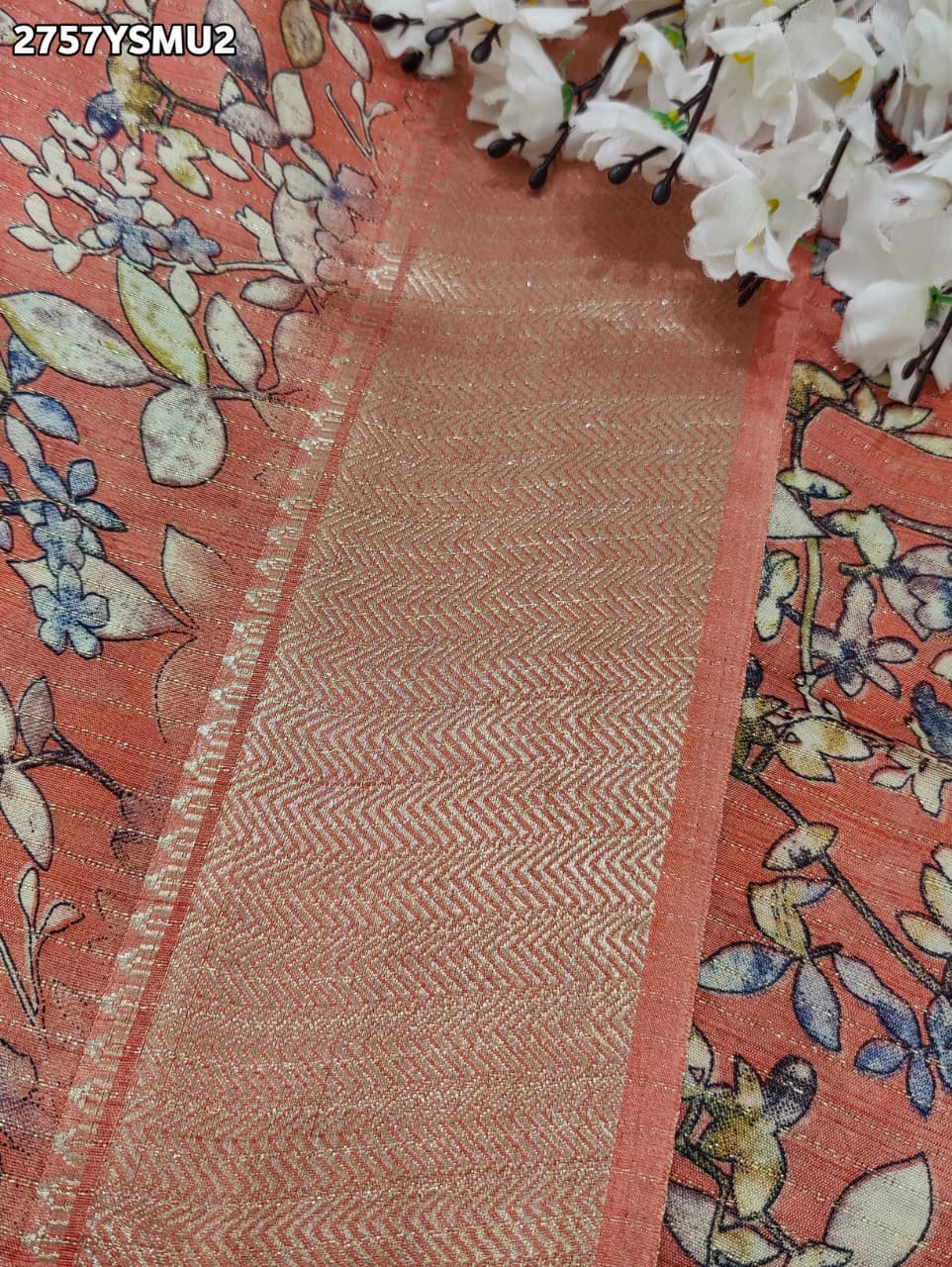 KcPc New Golden Zari Trim Cotton Silk Saree STL