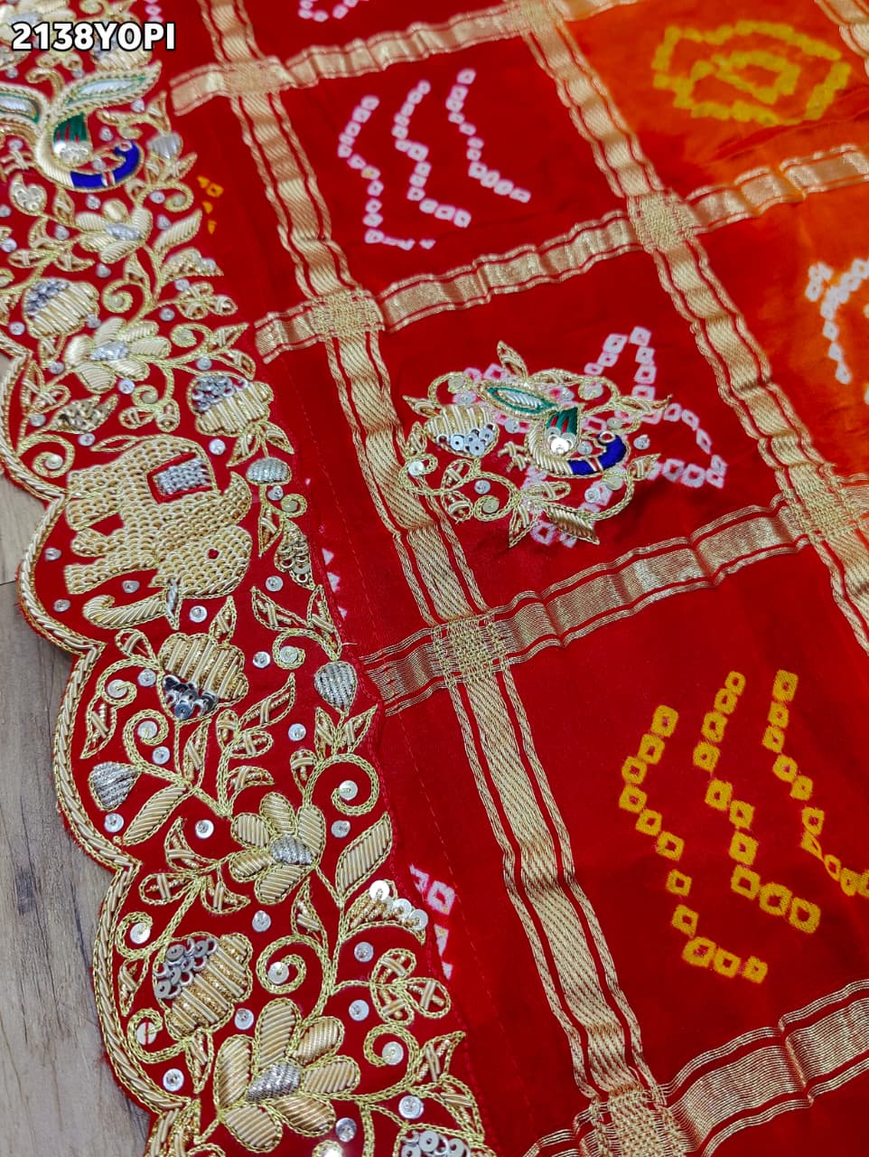 By New Marwadi Ghatchola Pila Chunri with Zardozi Work