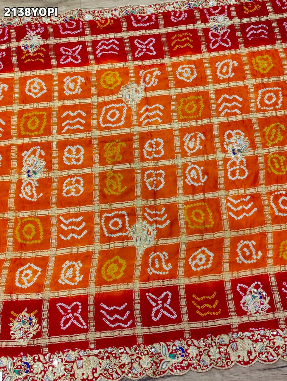 By New Marwadi Ghatchola Pila Chunri with Zardozi Work