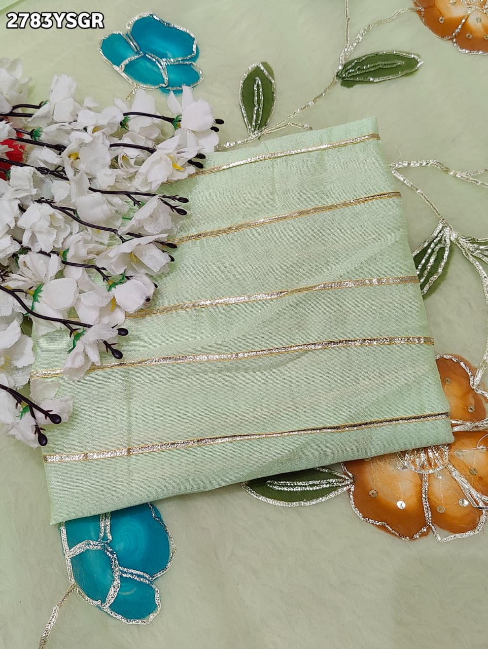 By Printed Saree With Gotapatti work