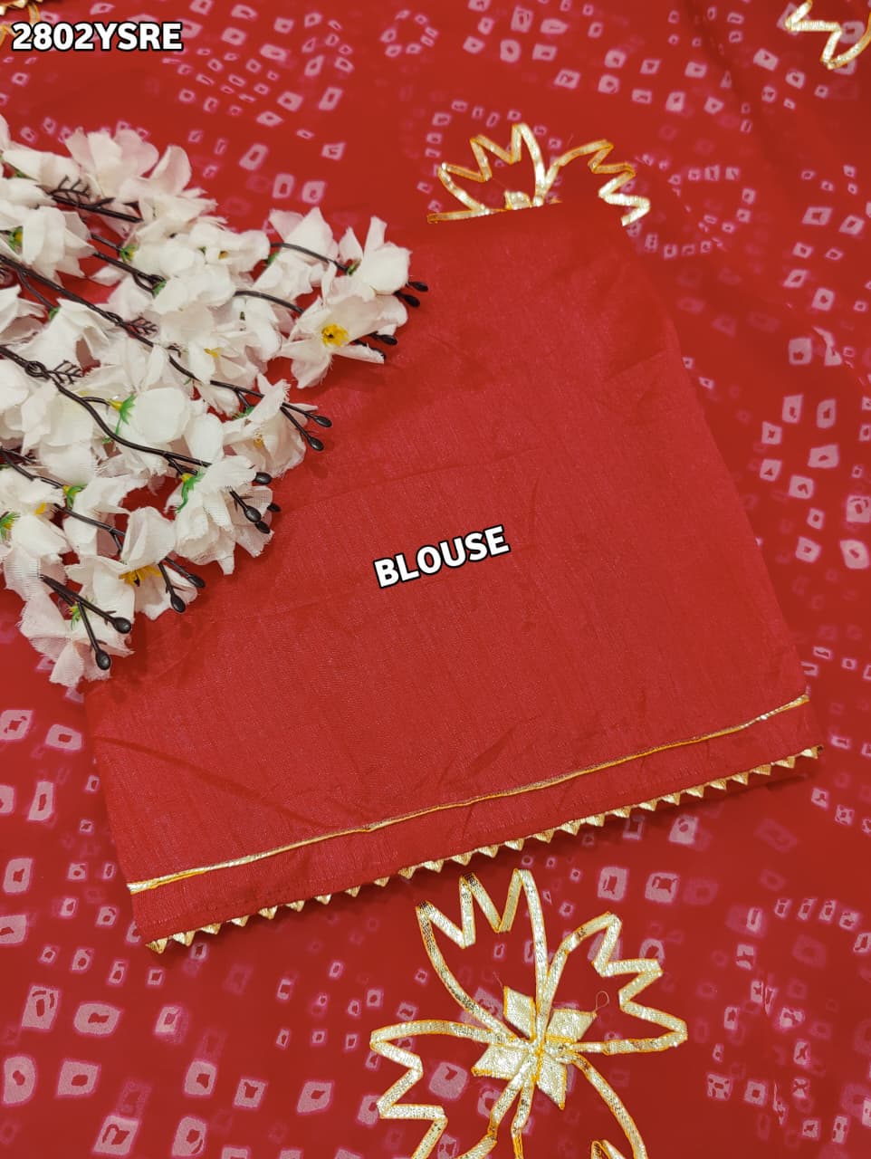 By Bandhani Saree With Gotapatti Work