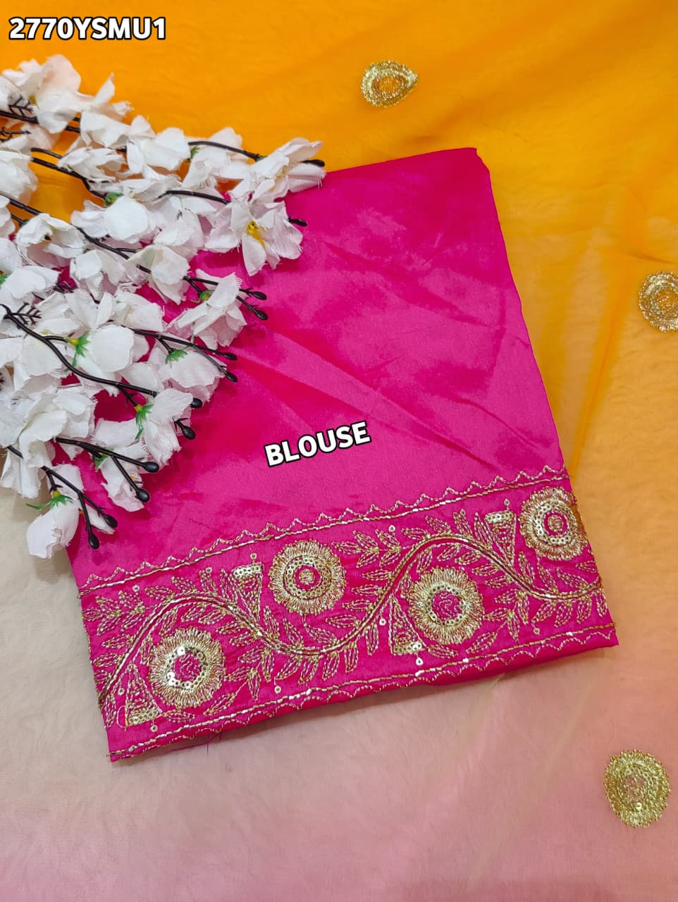 By Traditional Saree With Cutdana Embroidery Work