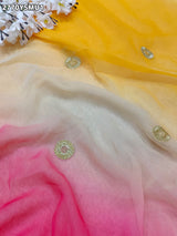 By Traditional Saree With Cutdana Embroidery Work