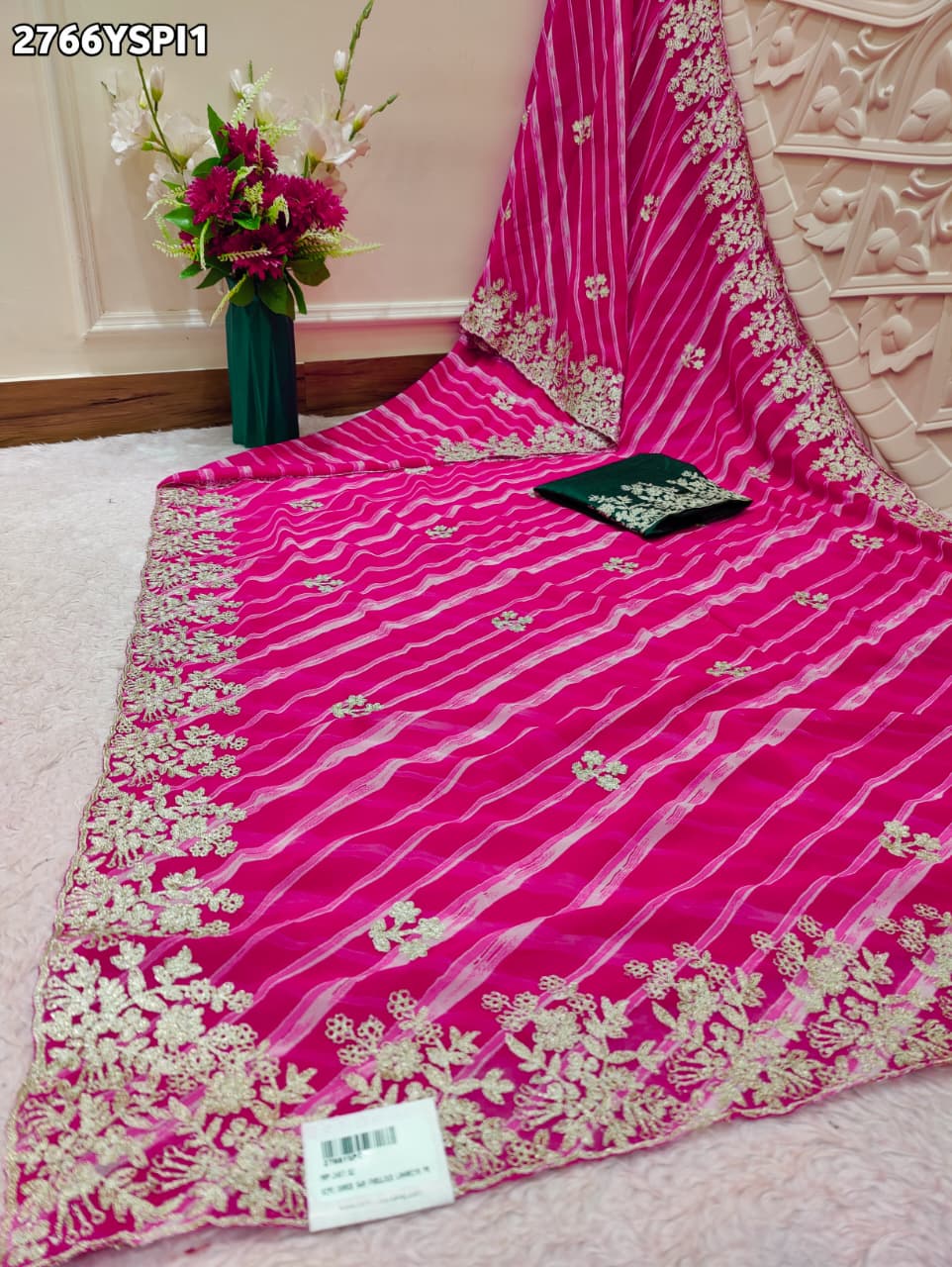 KcPc New Festive Chiffon Saree in Leheriya Style SWA
