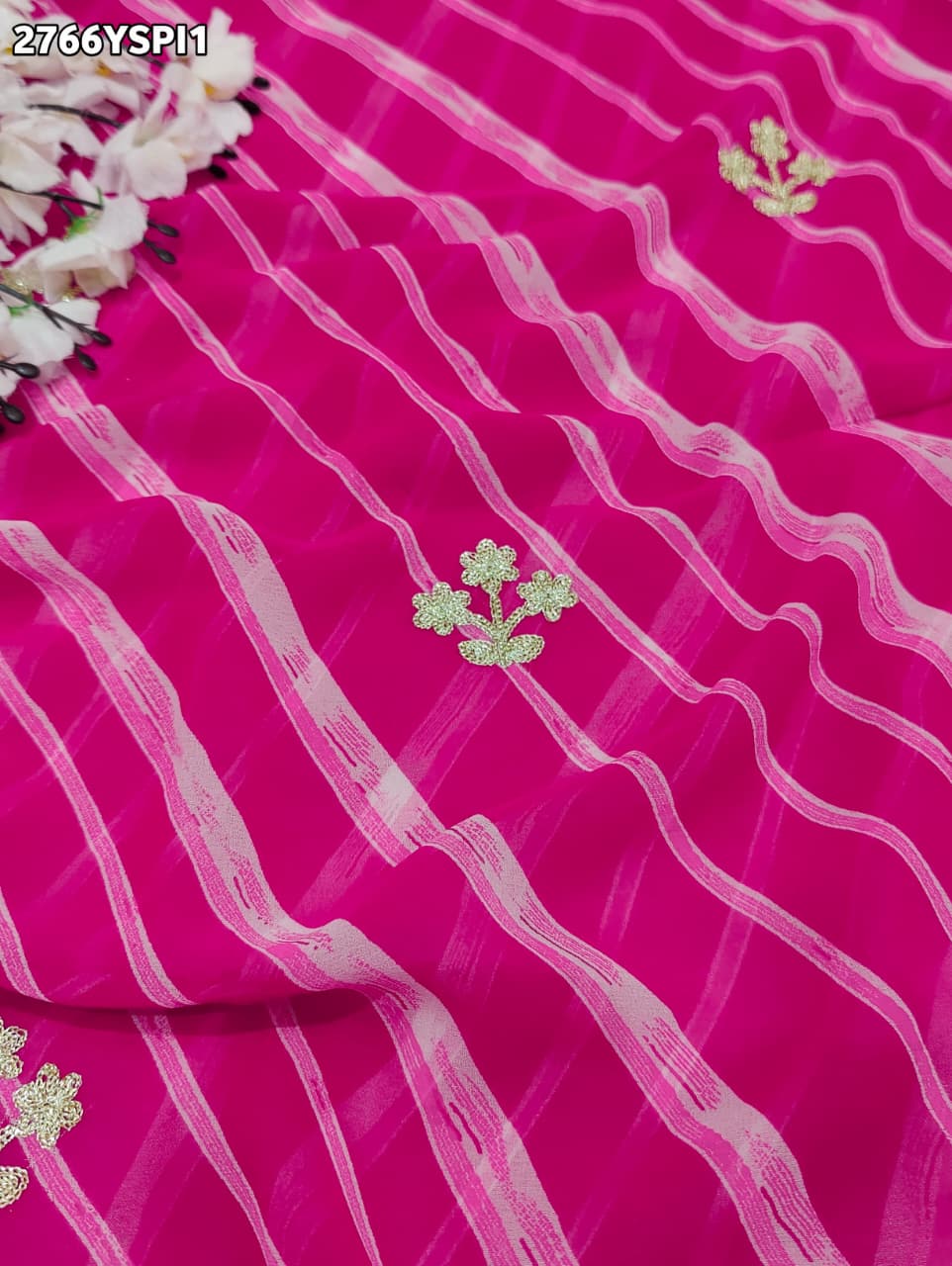 KcPc New Festive Chiffon Saree in Leheriya Style SWA