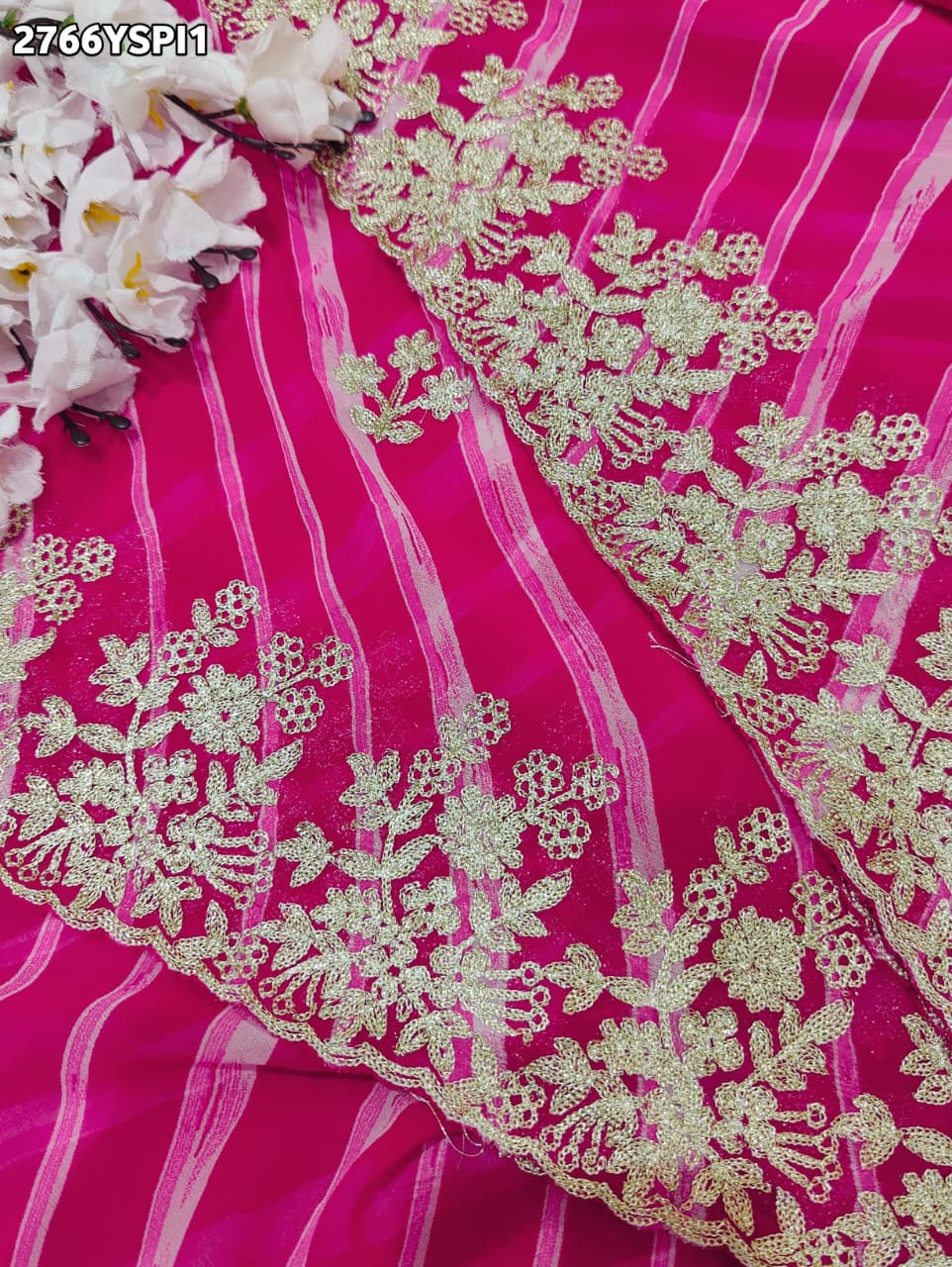 KcPc New Festive Chiffon Saree in Leheriya Style SWA