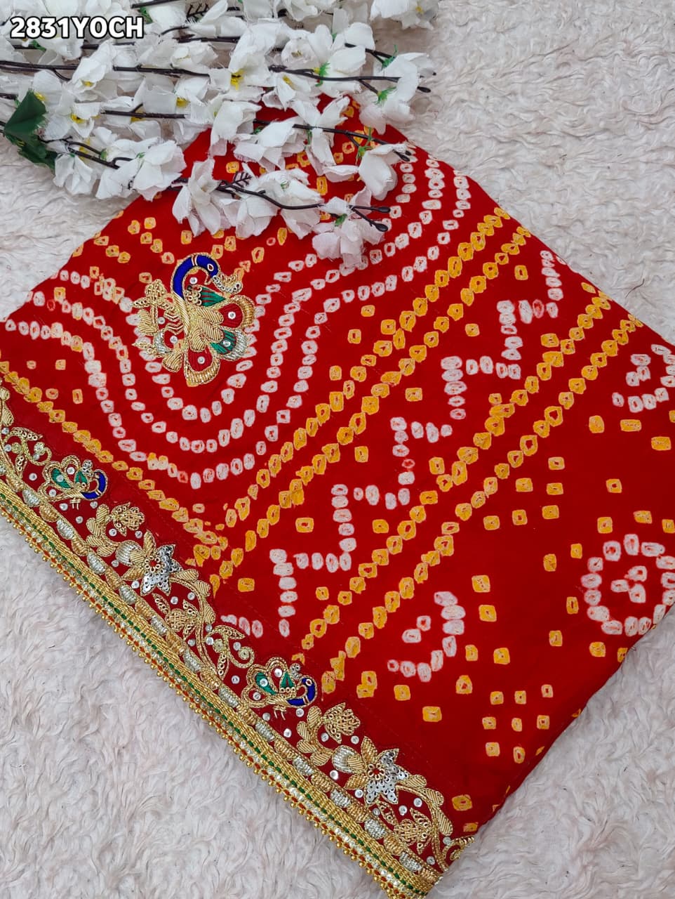 KcPc New Traditional Pila Chunri in Gaji Silk with Handcrafted Zardozi Embellishment MNL