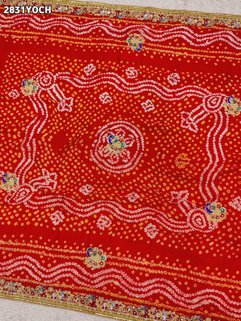 KcPc New Traditional Pila Chunri in Gaji Silk with Handcrafted Zardozi Embellishment MNL