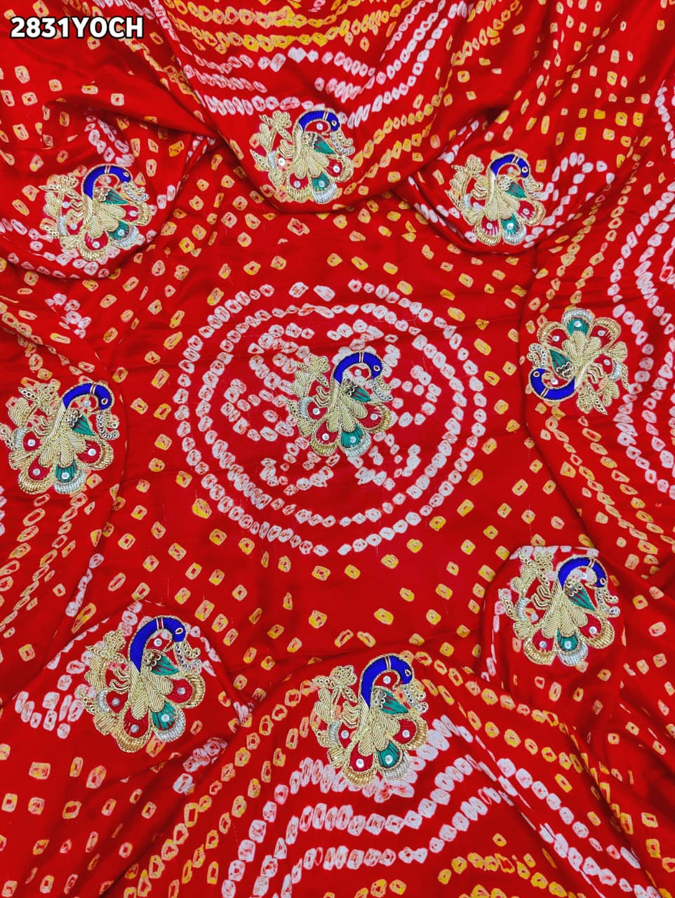 KcPc New Traditional Pila Chunri in Gaji Silk with Handcrafted Zardozi Embellishment MNL