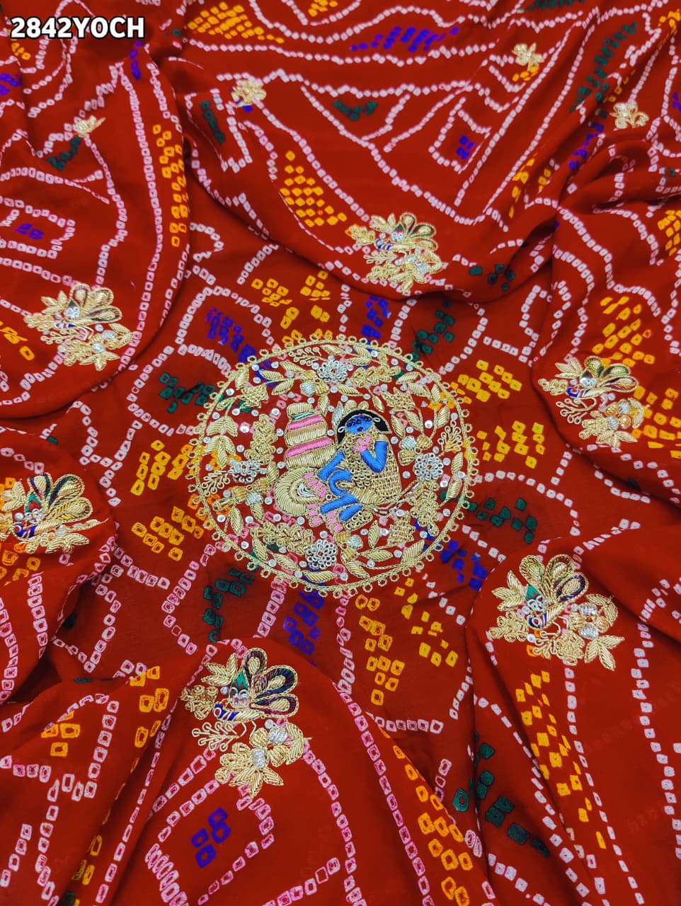 KcPc New Traditional Pila Chunri in Ojariya Fabric with Zardoji Embellishment MNL