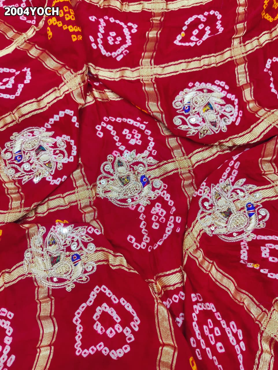 KcPc NewRajasthani Gaji Silk Ghatchola Bandhani Style Zardoji Work ChunriMNL