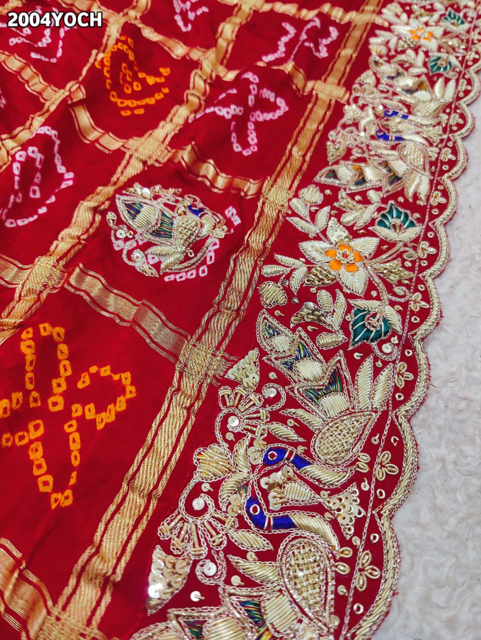 KcPc NewRajasthani Gaji Silk Ghatchola Bandhani Style Zardoji Work ChunriMNL