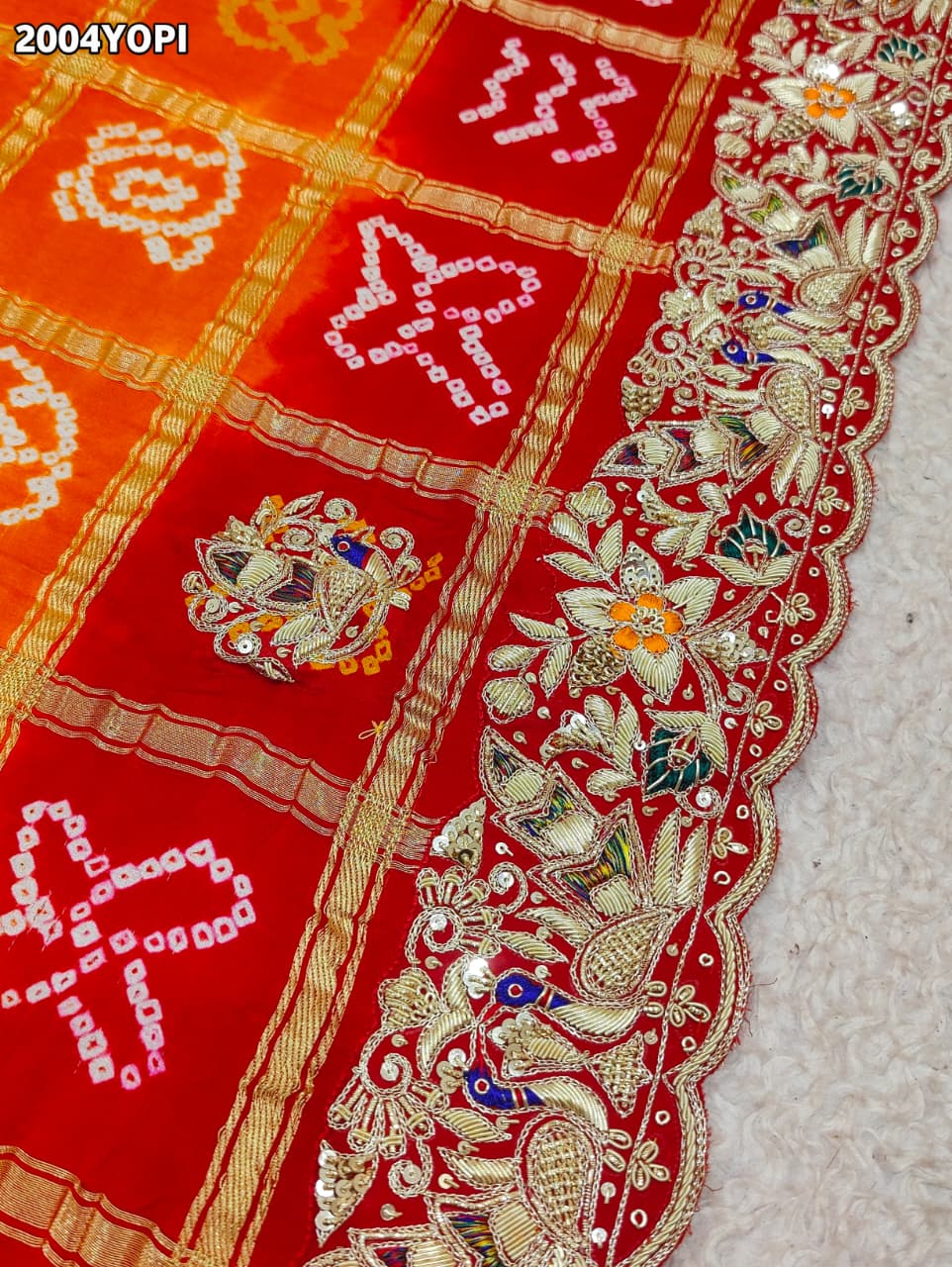 KcPc New Rajasthani Gaji Silk Ghatchola Bandhani Style Zardoji Work OdhnaMNL