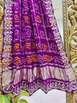 KcPc New Traditional Gaji Silk Bandhani Dupatta with Gota Patti Embellishment AMT