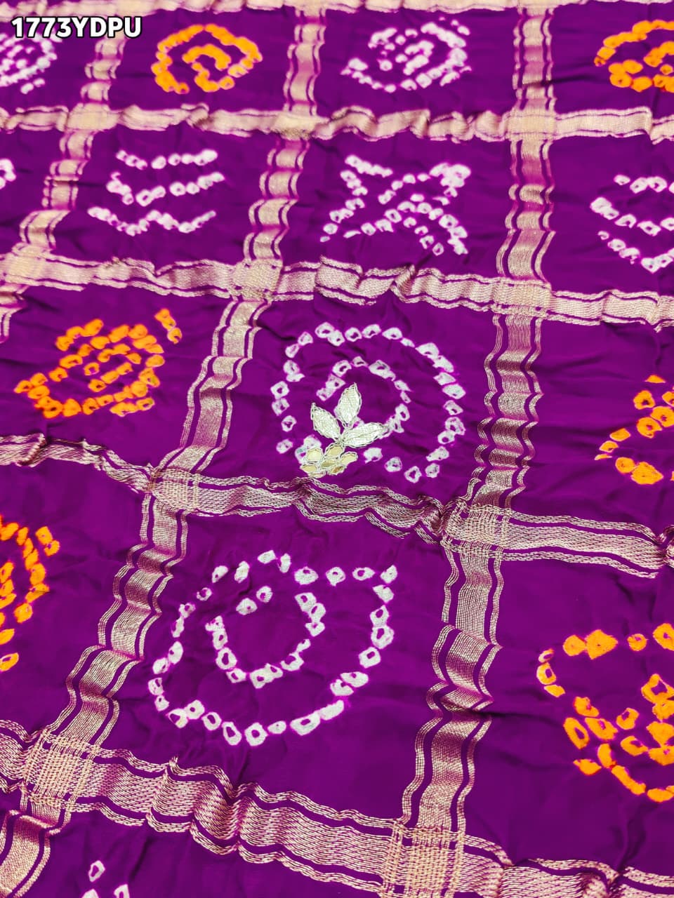 KcPc New Traditional Gaji Silk Bandhani Dupatta with Gota Patti Embellishment AMT