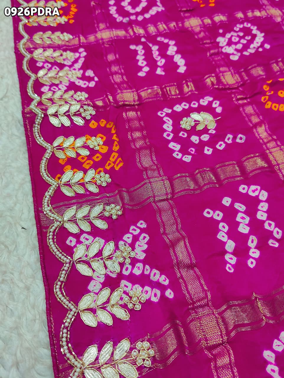 By Bandhani Saree With Traditional Wear