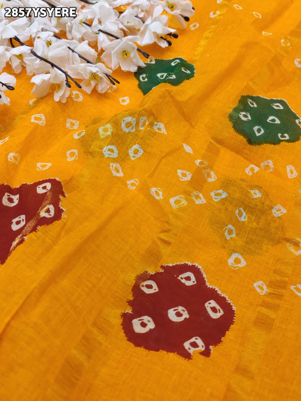 By Ghatchola Saree With Bikaneri bandhej Work