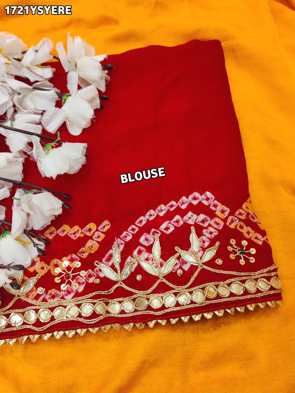Buy Pure Gaji Silk Bandhani Saree Kcpc