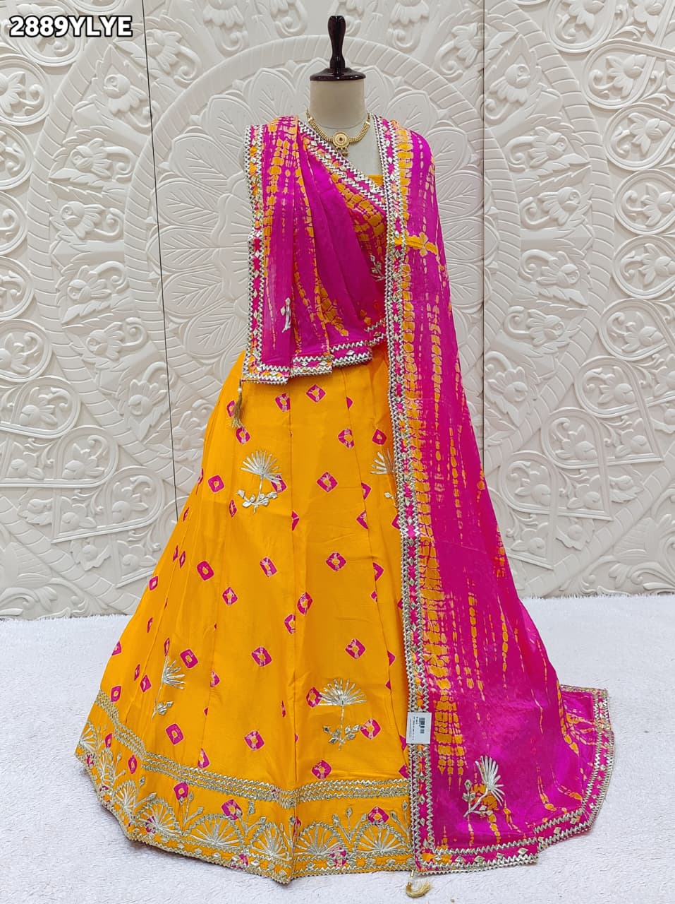 By Shibori Bhandej Lehenga With Traditional wear