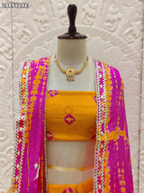 By Shibori Bhandej Lehenga With Traditional wear