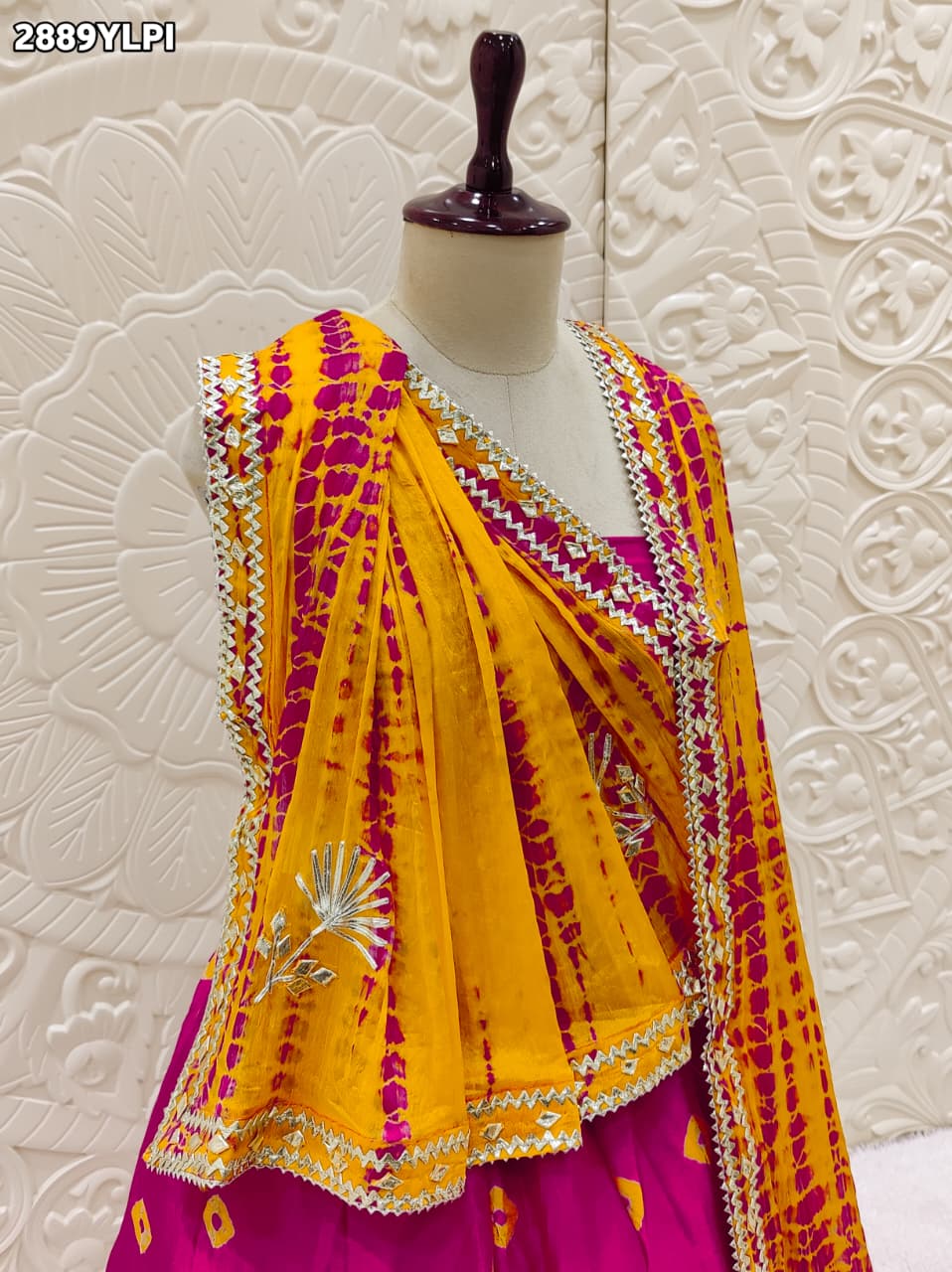 By Shibori Bhandej Lehenga With Traditional wear