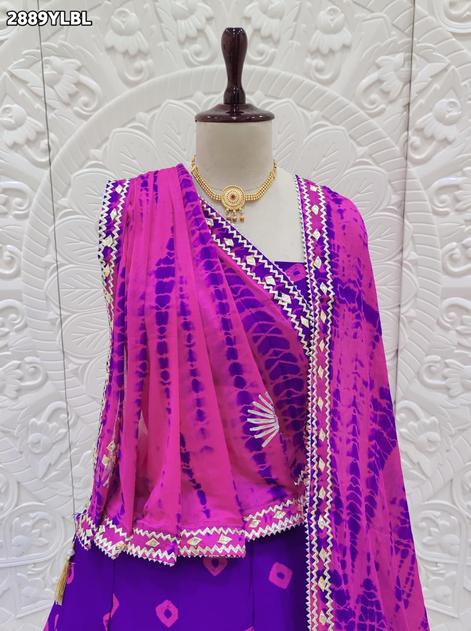 By Shibori Bhandej Lehenga With Traditional wear