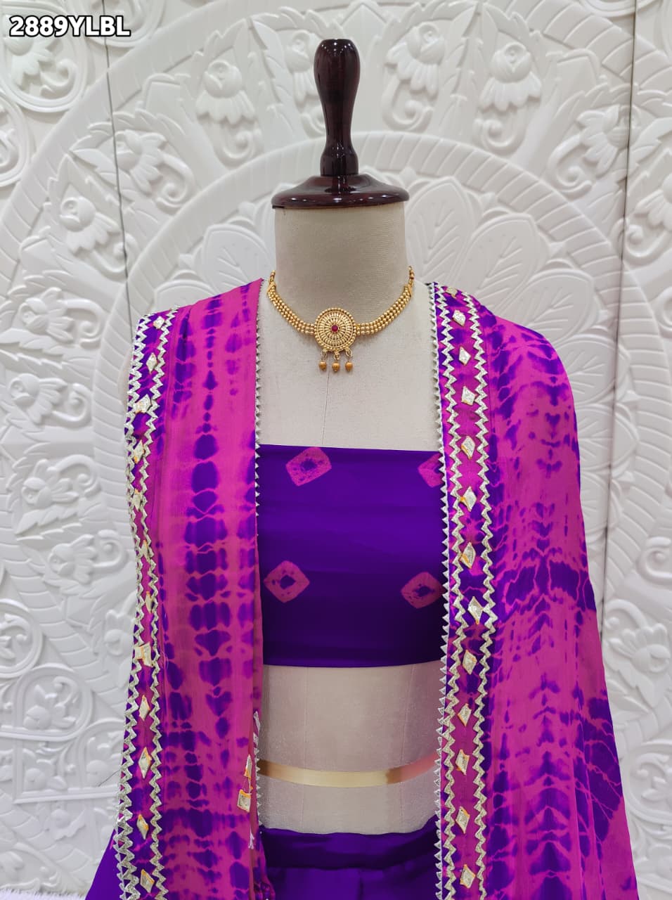 By Shibori Bhandej Lehenga With Traditional wear