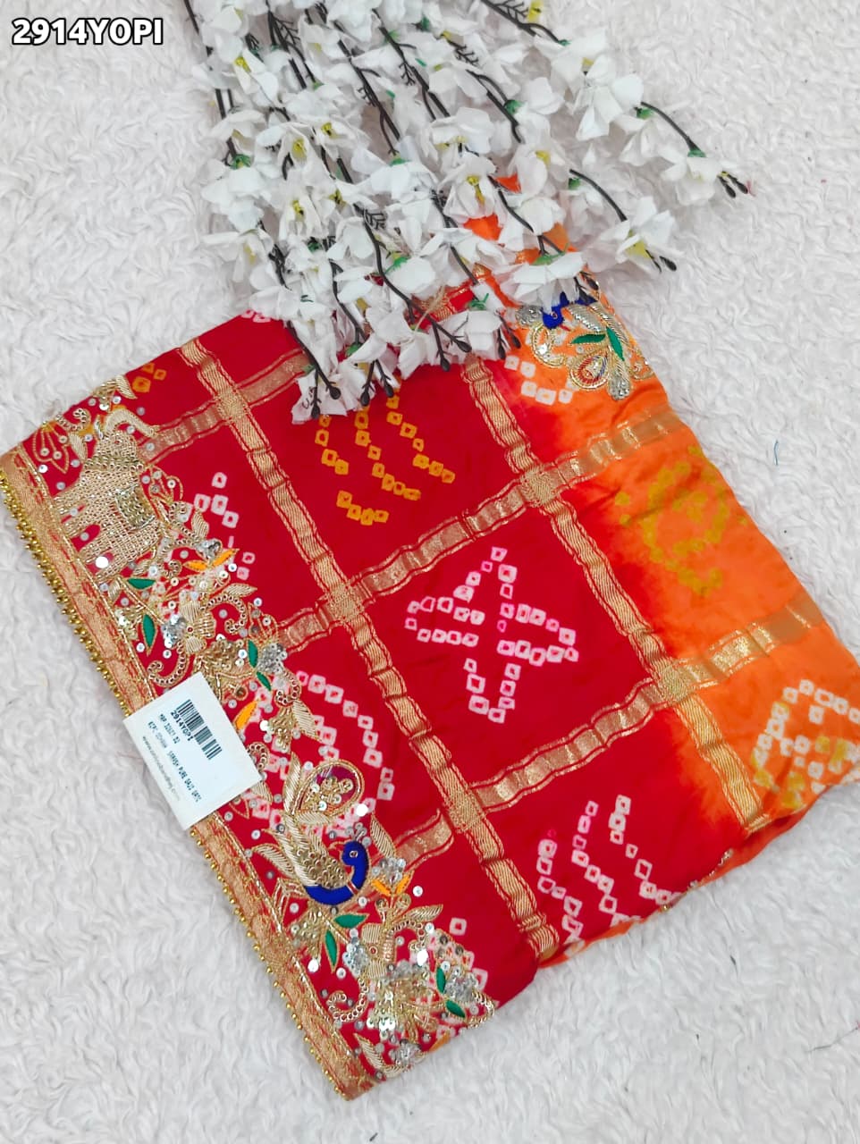By New Premium Marwadi Bandhani Dupatta with Elegant Zardozi Work