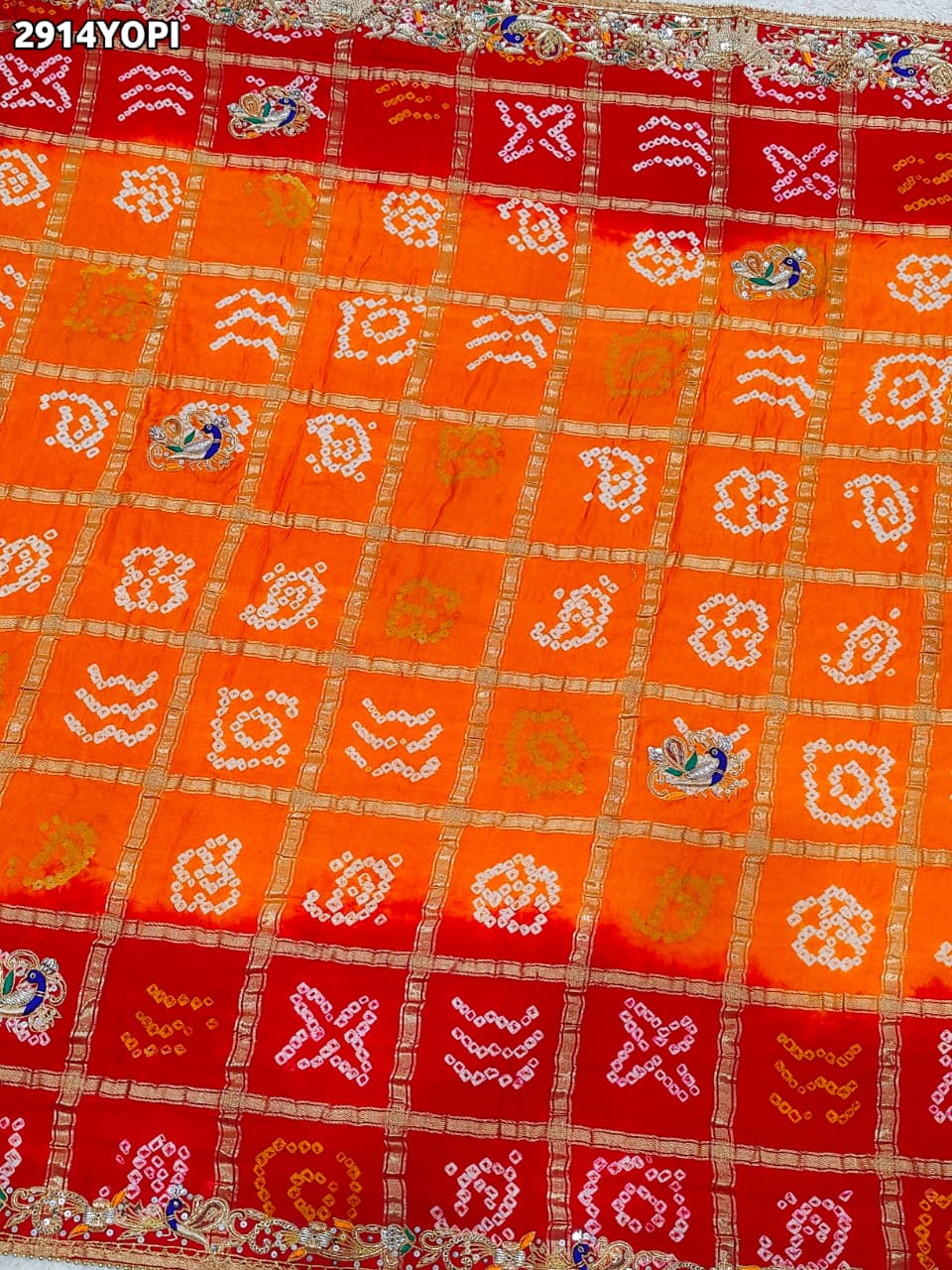 By New Premium Marwadi Bandhani Dupatta with Elegant Zardozi Work
