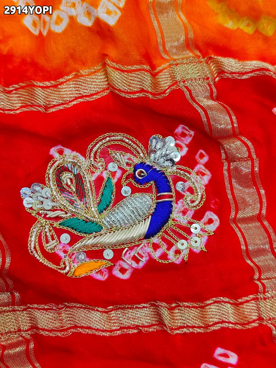 By New Premium Marwadi Bandhani Dupatta with Elegant Zardozi Work