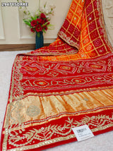 By Bandhani Saree With Gota Patti Work
