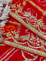 By Bandhani Saree With Gota Patti Work
