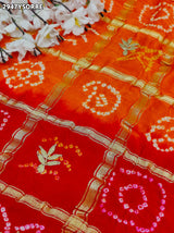 By Bandhani Saree With Gota Patti Work