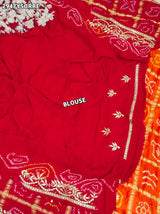 By Bandhani Saree With Gota Patti Work