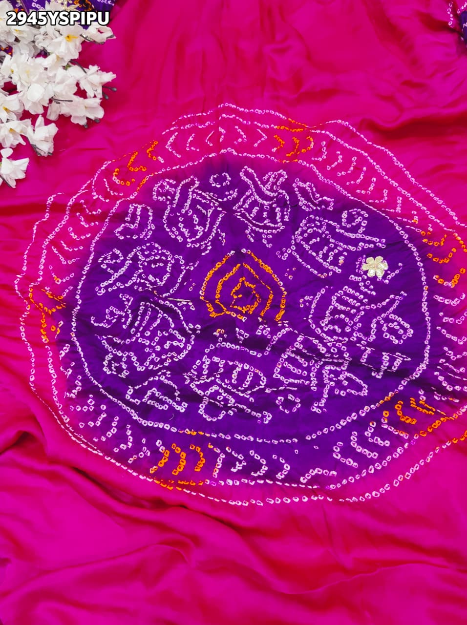 By Bandhani Saree With Traditional Wear