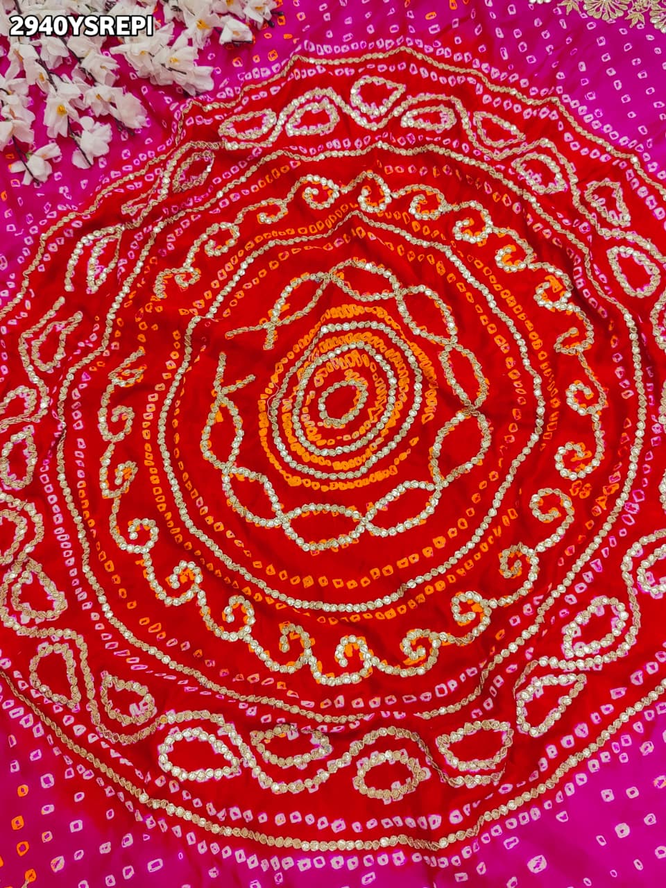 By Bandhani Saree With Traditional Wear