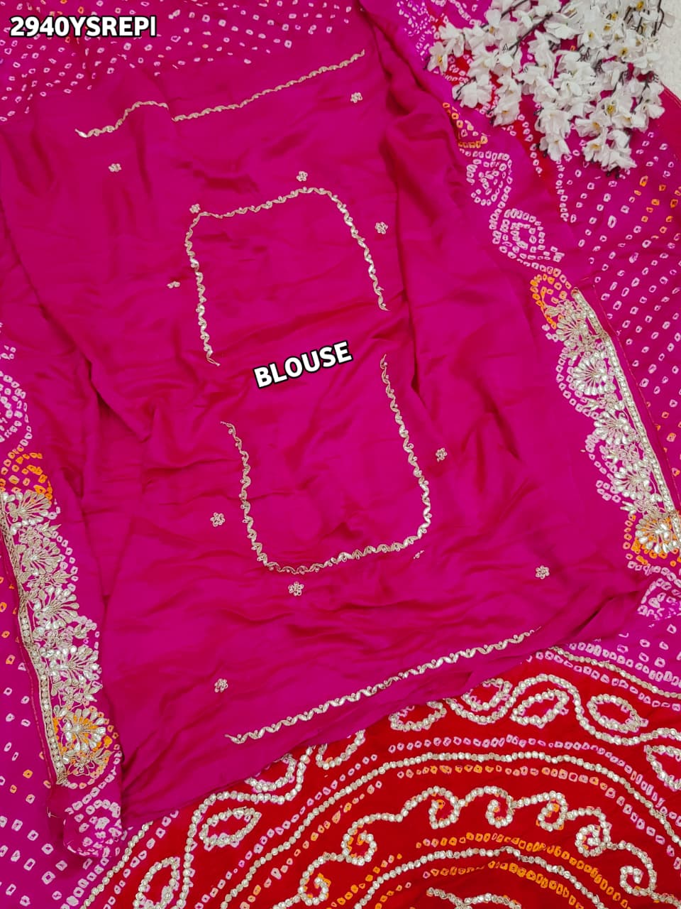 By Bandhani Saree With Traditional Wear
