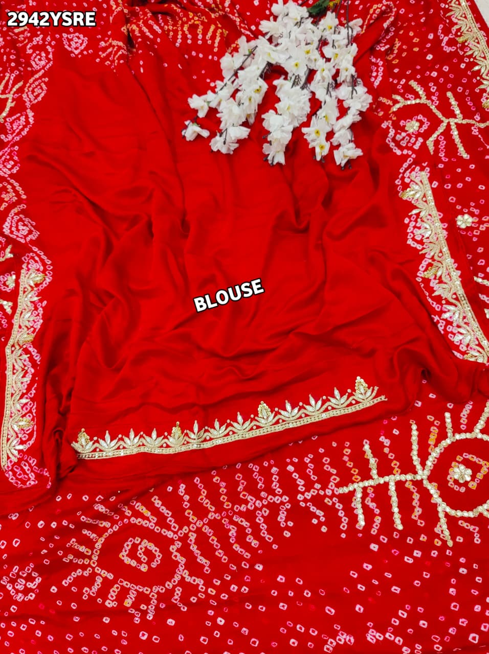 Bandhani Gaji Saree with gotapati work